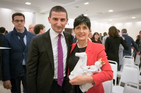 Giuseppe Cupertino, Presidente della Fondazione Italiana Sommelier Puglia, insieme a Lucia Gaja
