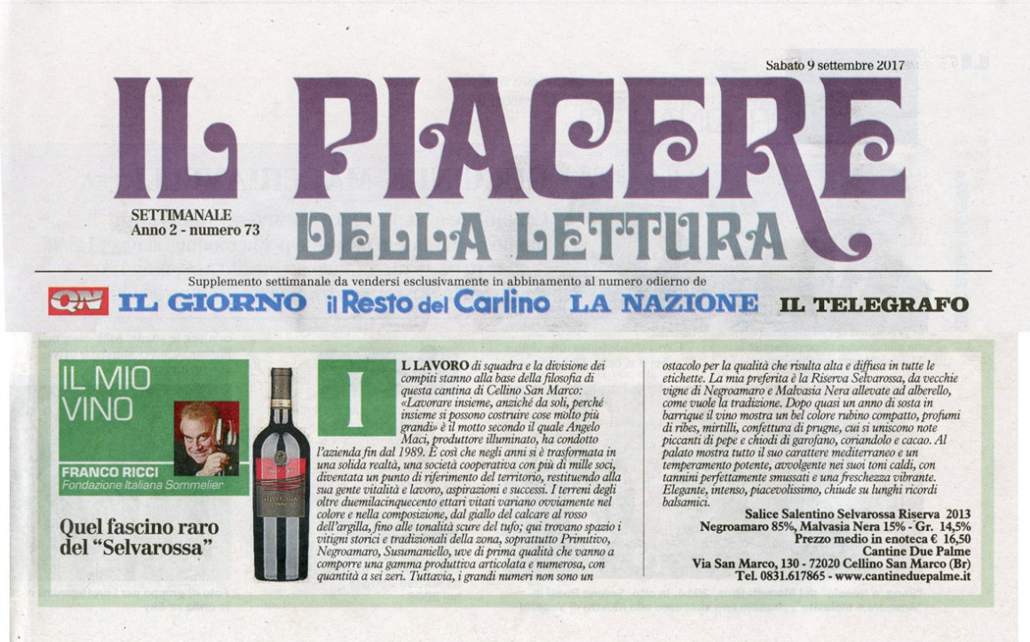 QN di Sabato 9 Settembre 2017 - Cantine Due Palme QN di Sabato 9 Settembre 2017 - Cantine Due Palme