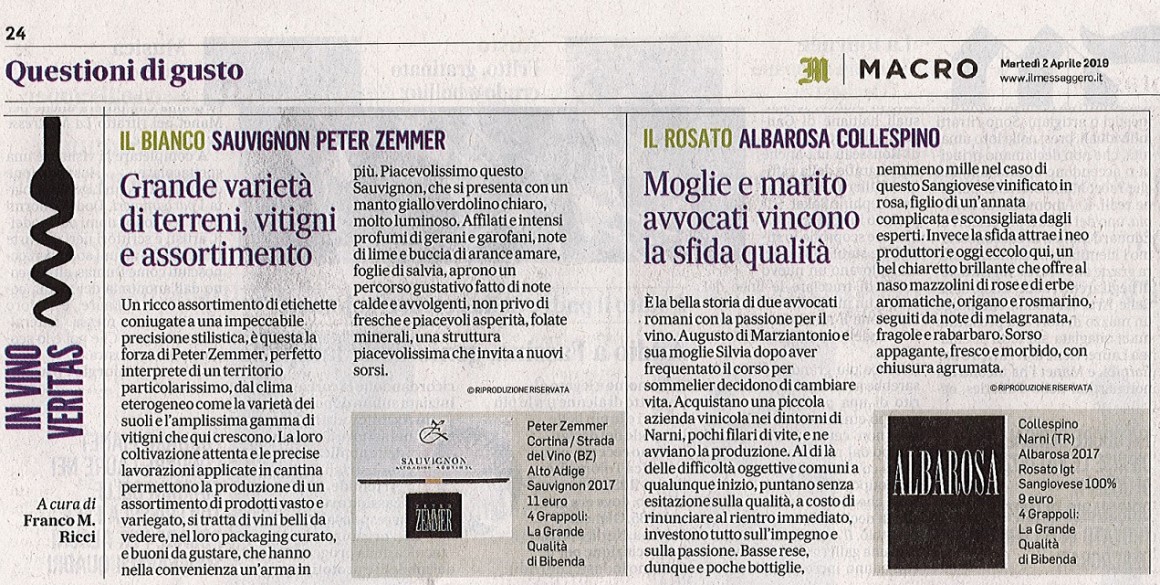 Il Messaggero di Martedì 2 Aprile 2019 / Peter Zemmer Il Messaggero di Martedì 2 Aprile 2019 / Peter Zemmer