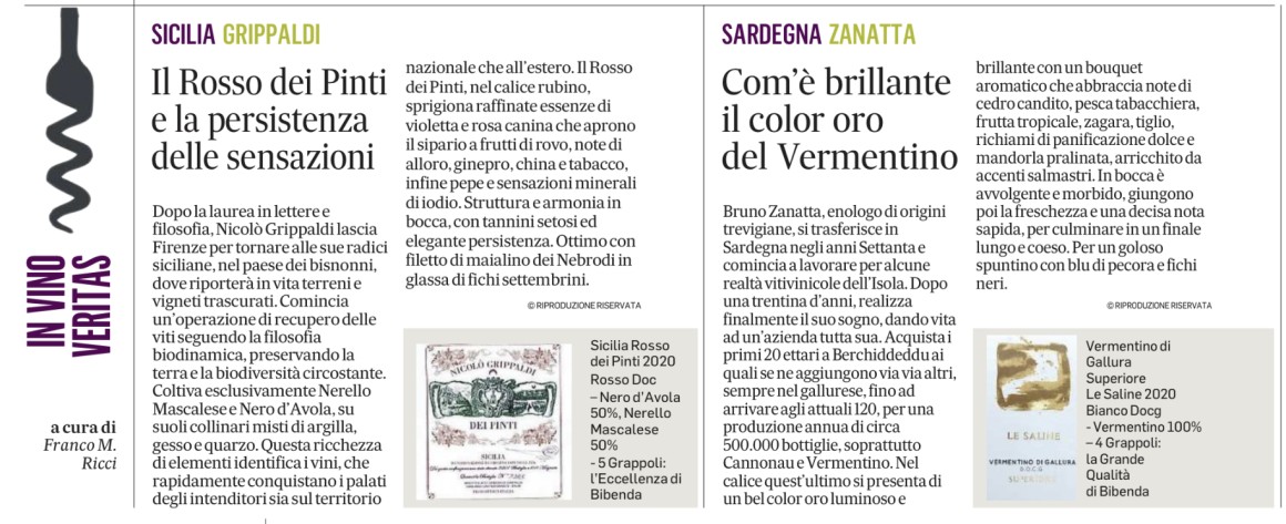 Bibenda per il Messaggero - 5 Settembre 2023 Bibenda per il Messaggero - 5 Settembre 2023