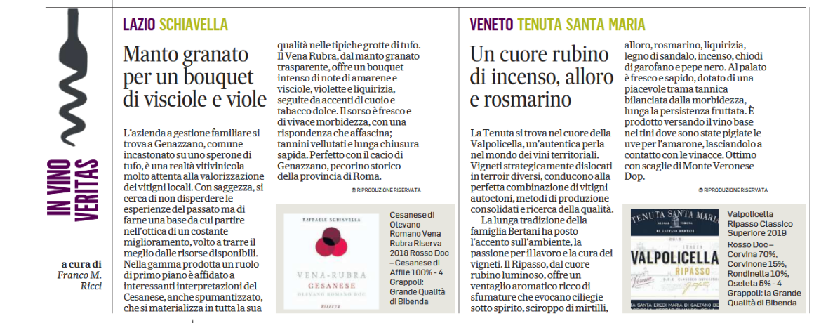 Bibenda per il Messaggero - 19 Settembre 2023 Bibenda per il Messaggero - 19 Settembre 2023