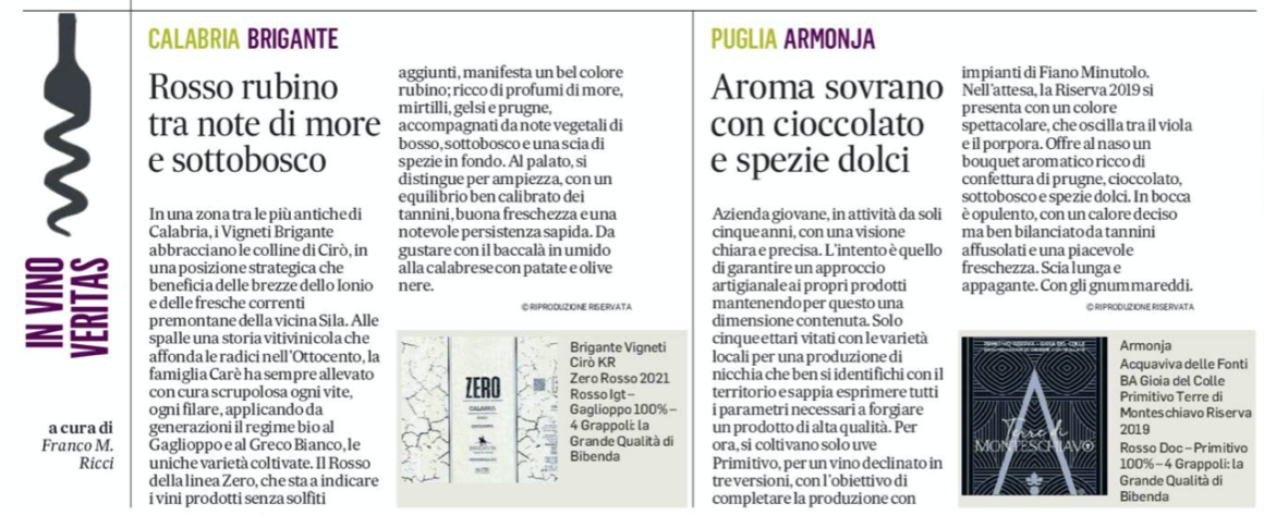 Bibenda per il Messaggero - 26 Settembre 2023 Bibenda per il Messaggero - 26 Settembre 2023