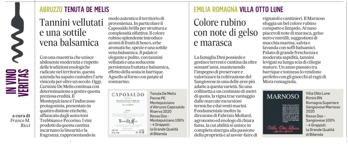 Bibenda per il Messaggero - 10 Ottobre 2023 Bibenda per il Messaggero - 10 Ottobre 2023