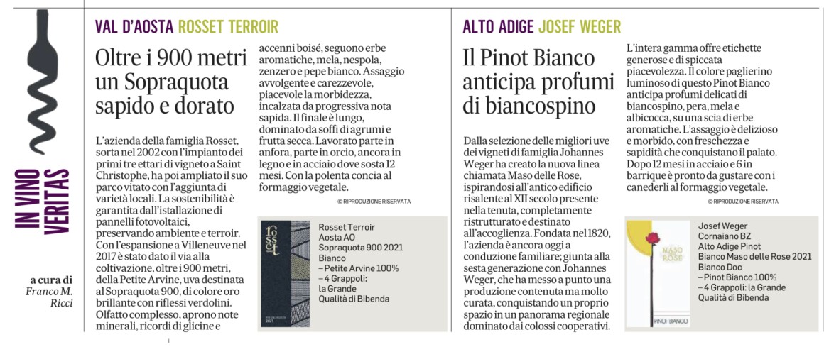 Bibenda per il Messaggero - 31 Ottobre 2023 Bibenda per il Messaggero - 31 Ottobre 2023