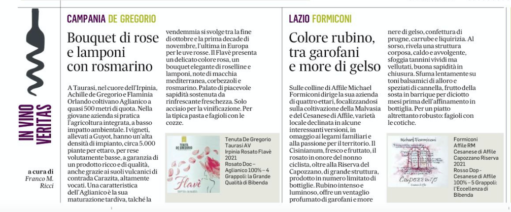 Bibenda per il Messaggero - 14 Novembre 2023 Bibenda per il Messaggero - 14 Novembre 2023