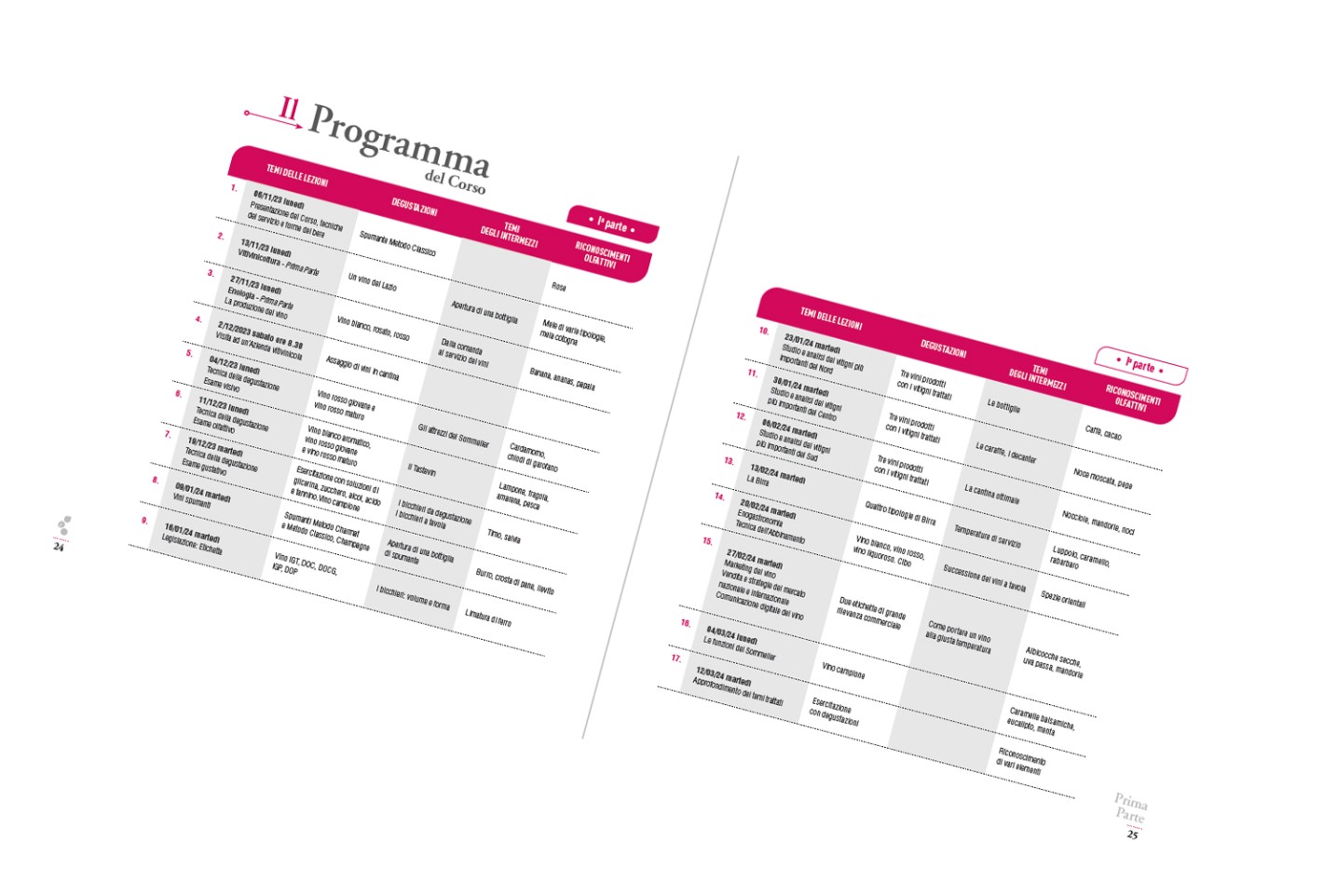 Brochure con programma e calendario del Corso