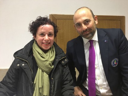 Paolo di Caro e Anna Rita Zangara alla 1° lezione del Corso per Sommelier dell'Olio della Fondazione Italiana Sommelier a Catania