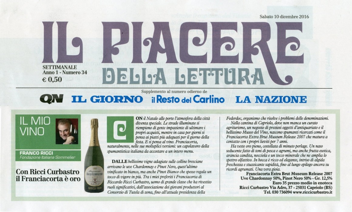 QN di Sabato 10 Dicembre 2016 - Ricci Curbastro QN di Sabato 10 Dicembre 2016 - Ricci Curbastro
