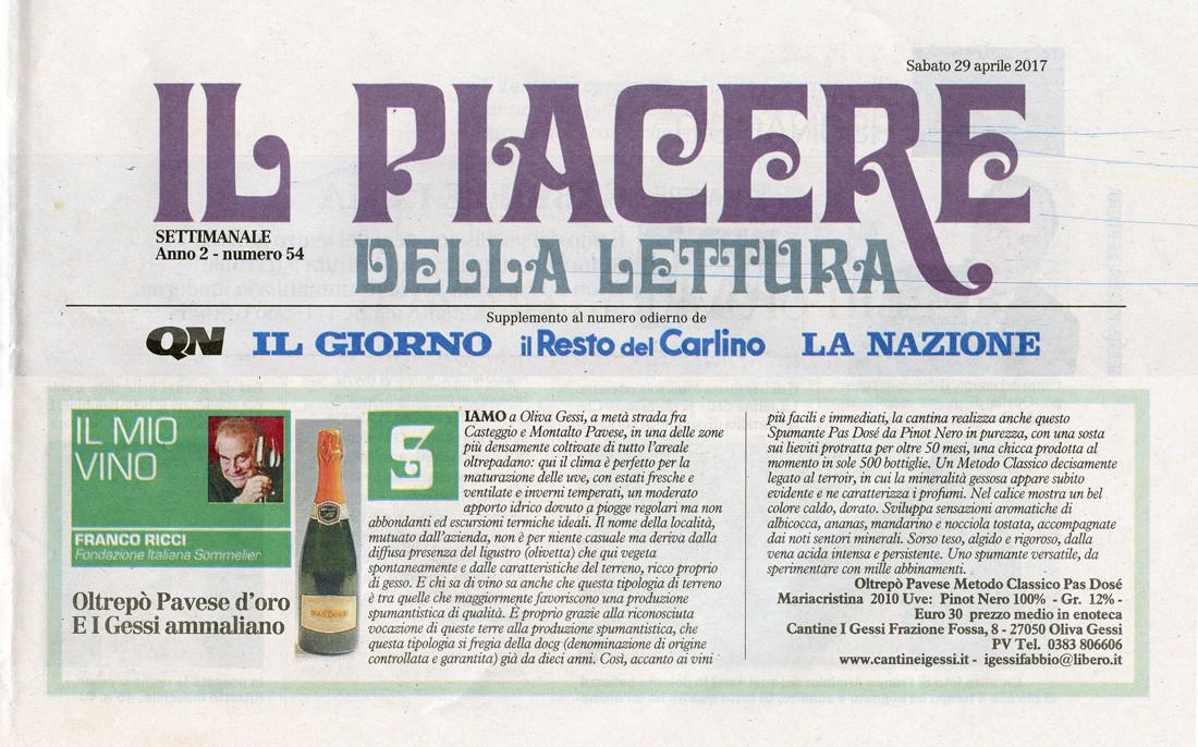 QN di Sabato 29 Aprile 2017 - Cantine I Gessi QN di Sabato 29 Aprile 2017 - Cantine I Gessi