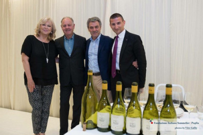 Daniela Scrobogna, Renzo Cotarella, il Marchese Piero Antinori e Giuseppe Cupertino durante la degustazione di Cervaro della Sala