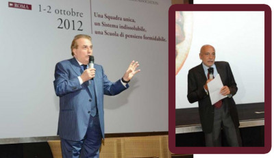 Franco Ricci Presidente Fondazione Italiana Sommelier e Stefano Milioni, moderatore delle due convention, apre i lavori di "Eccellere o Distinguersi"