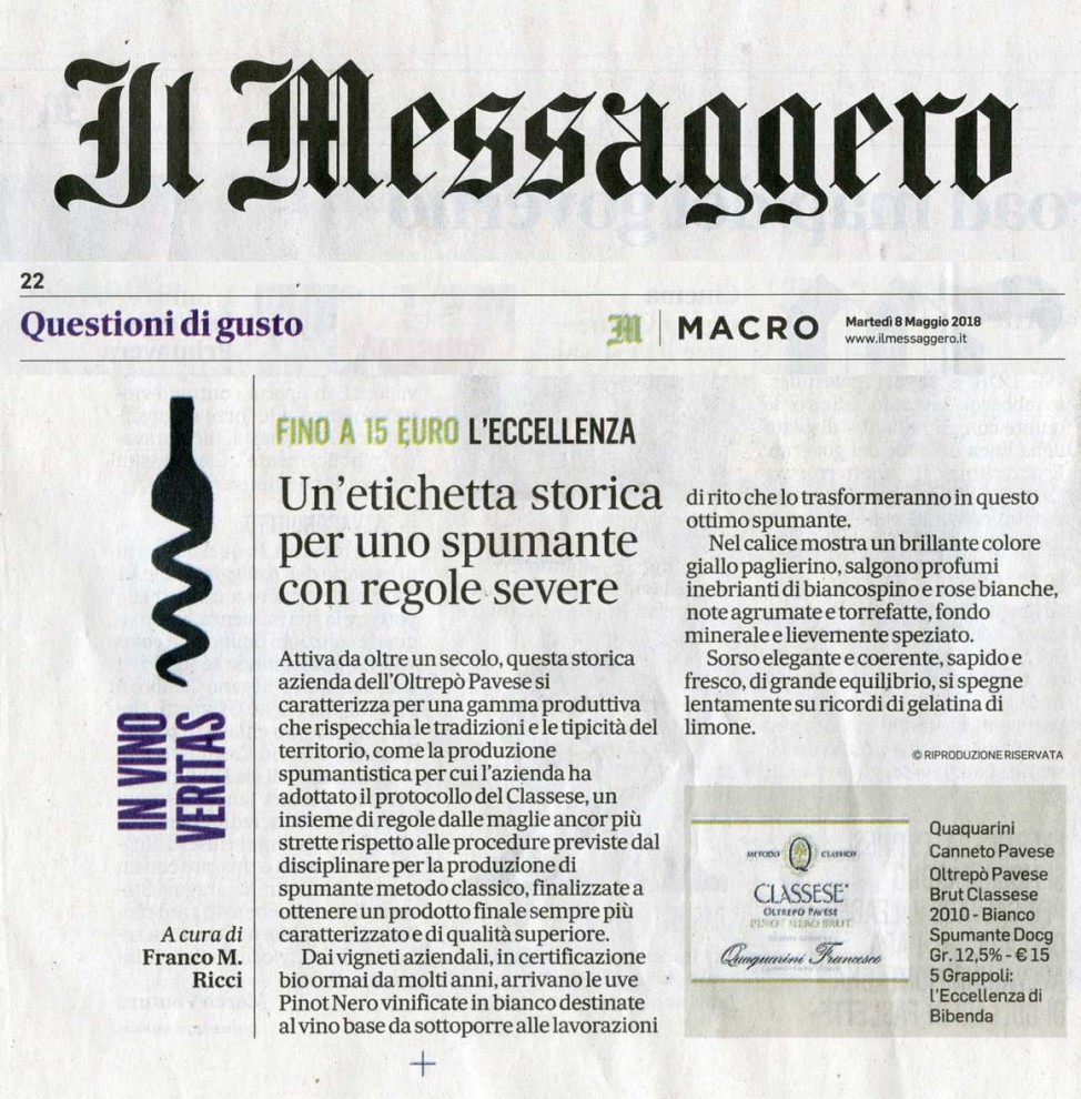 Il Messaggero 8 maggio 2018