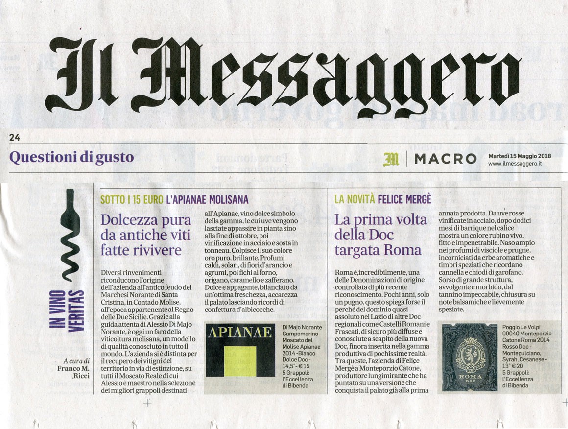 Il Messaggero 15 maggio 2018