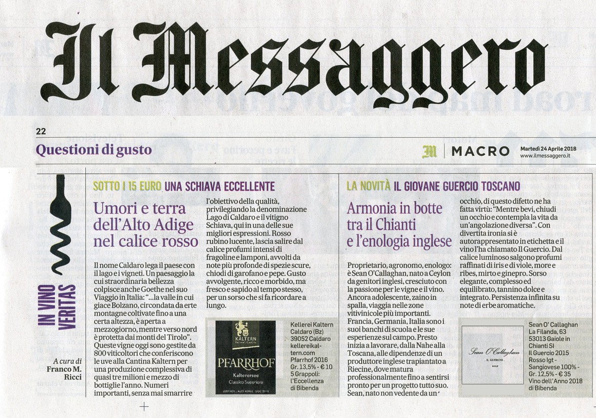 Il Messaggero di Martedì 24 Aprile 2018 / ll Guercio Il Messaggero di Martedì 24 Aprile 2018 / ll Guercio