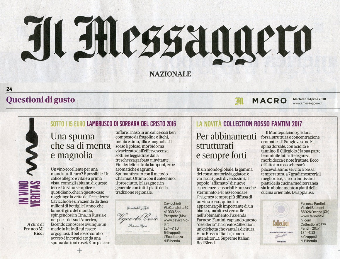 Il Messaggero di Martedì 10 Aprile 2018 / Cavicchioli Il Messaggero di Martedì 10 Aprile 2018 / Cavicchioli