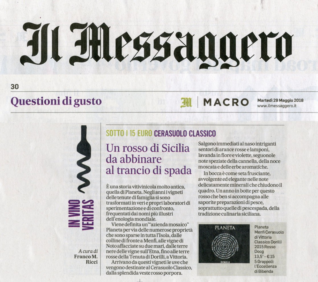 Il Messaggero di Martedì 29 Maggio 2018 / Polenta