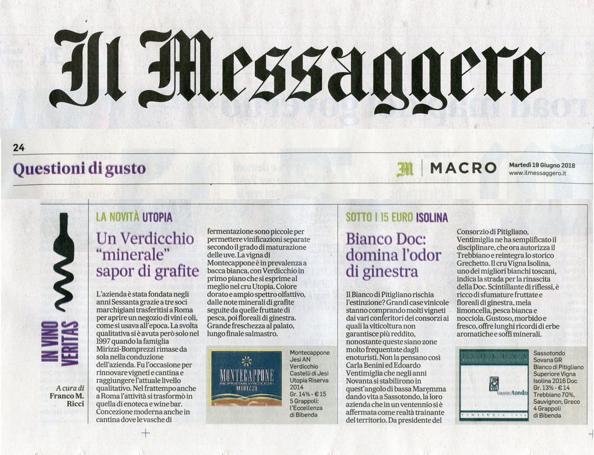 Il Messaggero di Martedì 19 Giugno 2018 / Sassotondo Il Messaggero di Martedì 19 Giugno 2018 / Sassotondo