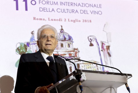 il Presidente della Repubblica Sergio Mattarella durante il suo discorso all'11 Forum Internazionale della Cultura del Vino