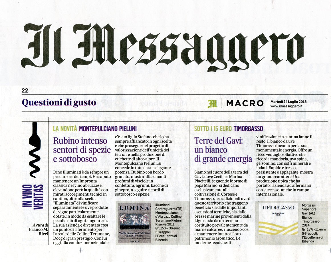 Il Messaggero di Martedì 24 Luglio 2018 / Illuminati