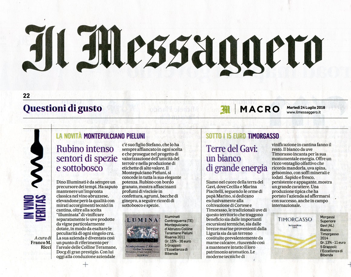 Il Messaggero di Martedì 24 Luglio 2018 / Morgassi Superiore Il Messaggero di Martedì 24 Luglio 2018 / Morgassi Superiore