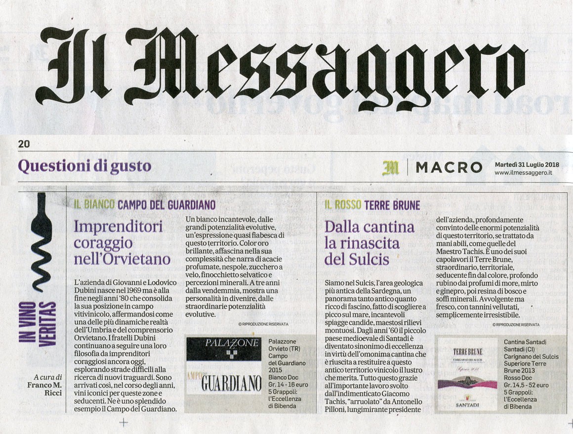 Il Messaggero di Martedì 31 Luglio 2018 / Palazzone