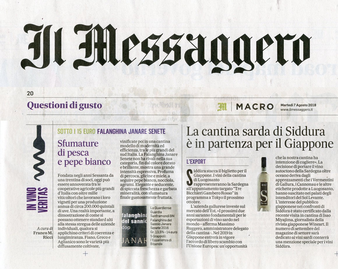 Il Messaggero di Martedì 7 Agosto 2018 / La Guardiense