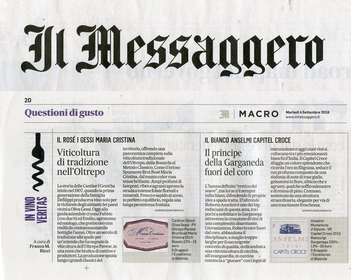 Il Messaggero di Martedì 4 Settembre 2018 / Anselmi Il Messaggero di Martedì 4 Settembre 2018 / Anselmi