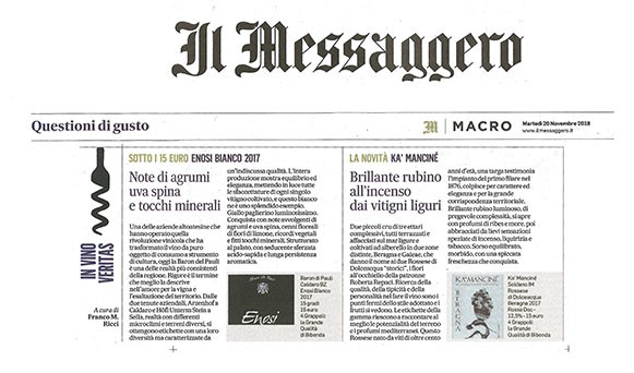 Il Messaggero di Martedì 20 Novembre 2018 / Ka' Manciné Il Messaggero di Martedì 20 Novembre 2018 / Ka' Manciné