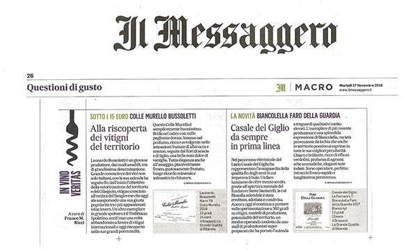Il Messaggero di Martedì 27 Novembre 2018 / Leonardo Bussoletti Il Messaggero di Martedì 27 Novembre 2018 / Leonardo Bussoletti