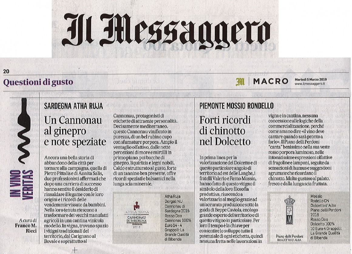 Il Messaggero di Martedì 5 Marzo 2019 / Mossio