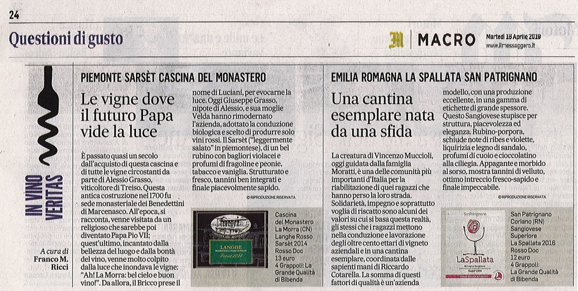 Il Messaggero di Martedì 16 Aprile 2019 / Cascina del Monastero Il Messaggero di Martedì 16 Aprile 2019 / Cascina del Monastero