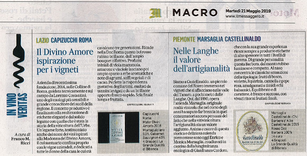 Il Messaggero di Martedì 21 Maggio 2019 / Capizucchi Il Messaggero di Martedì 21 Maggio 2019 / Capizucchi