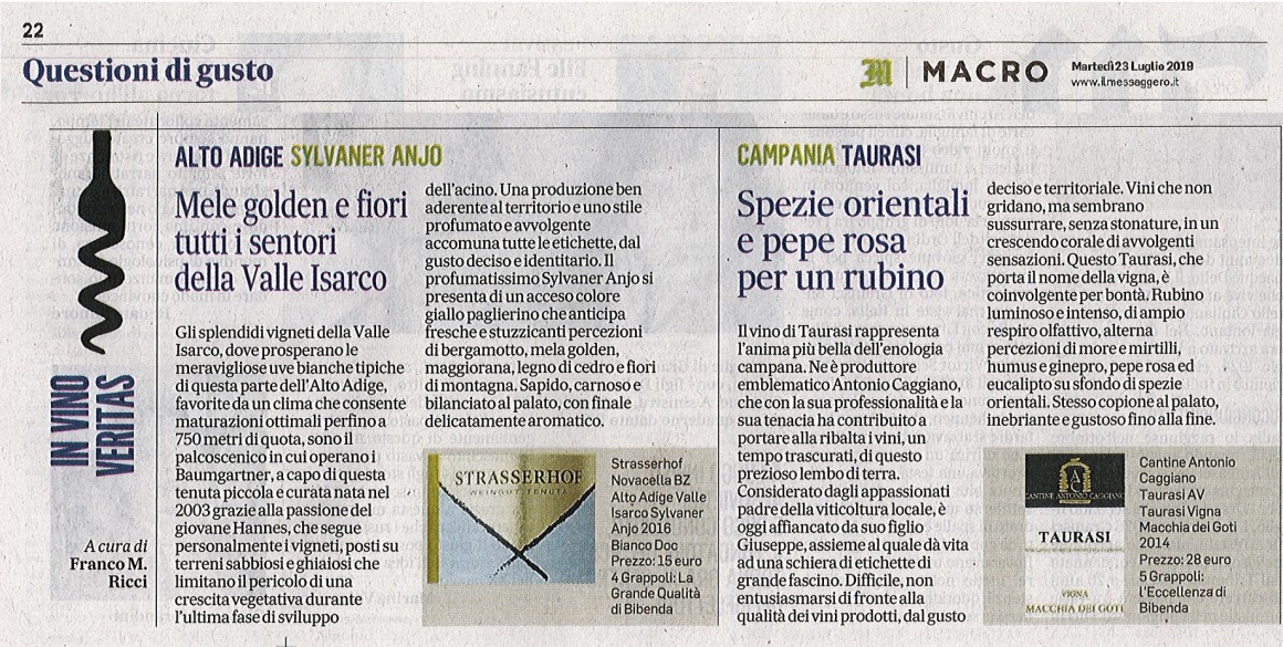 Il Messaggero di Martedì 23 Luglio 2019 / Strasserhof