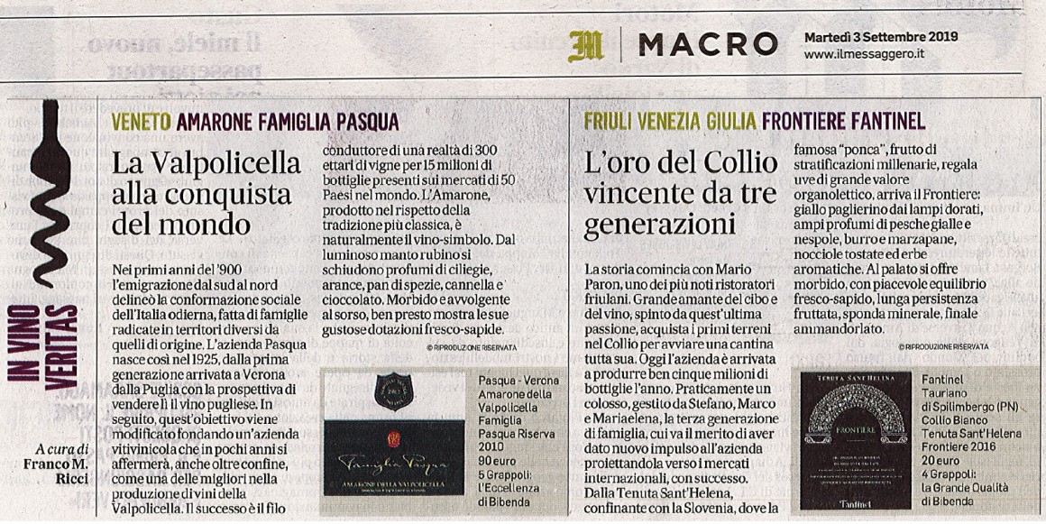 Il Messaggero di Martedì 3 Settembre 2019 / Pasqua