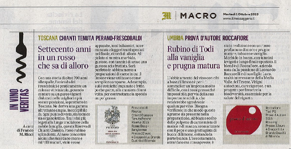 Il Messaggero di Martedì 1° Ottobre 2019 / Roccafiore