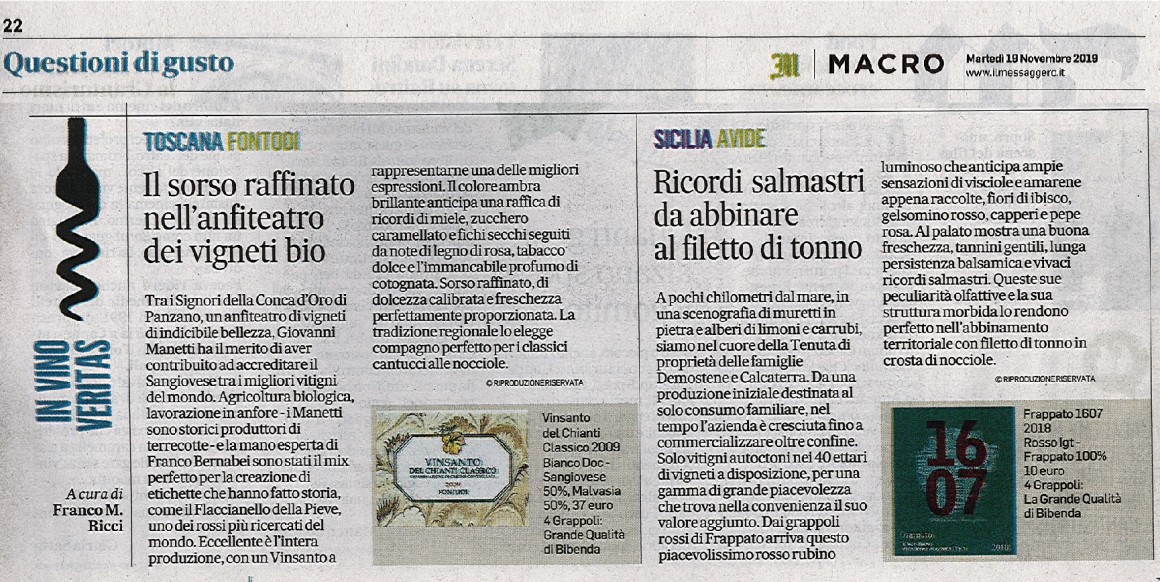 Il Messaggero di Martedì 19 Novembre 2019 / Avide