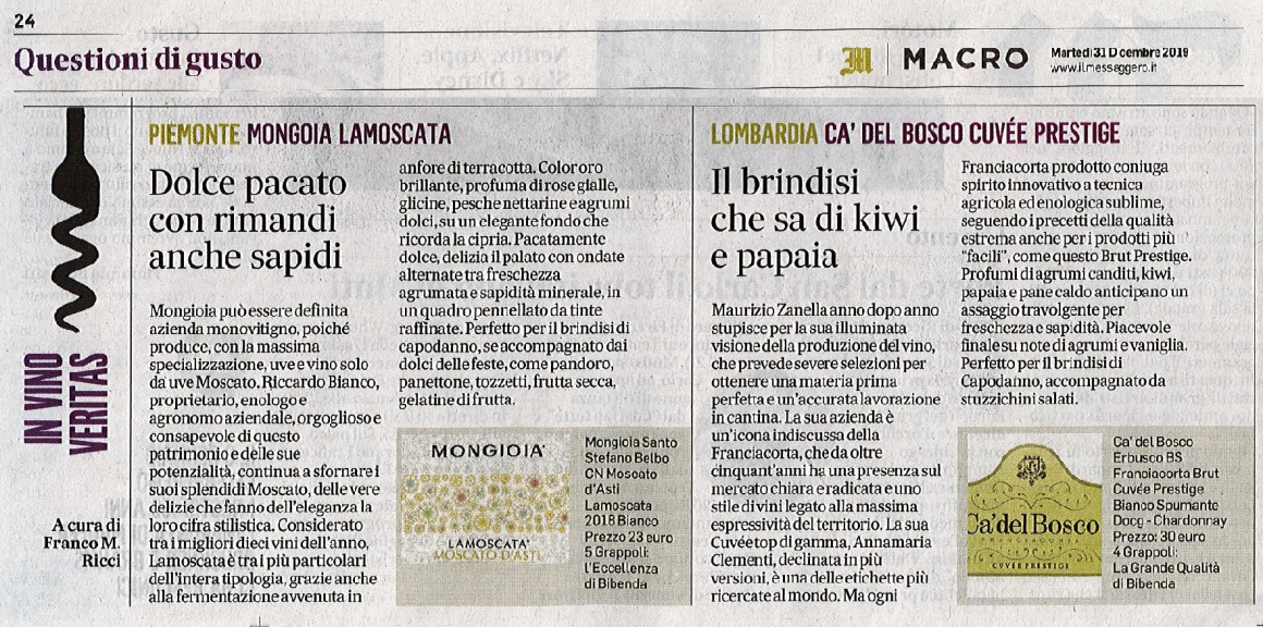 Il Messaggero di Martedì 31 Dicembre 2019 / Mongioia