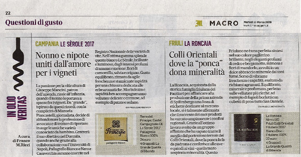 Il Messaggero di Martedì 10 Marzo 2020 / La Roncaia Il Messaggero di Martedì 10 Marzo 2020 / La Roncaia