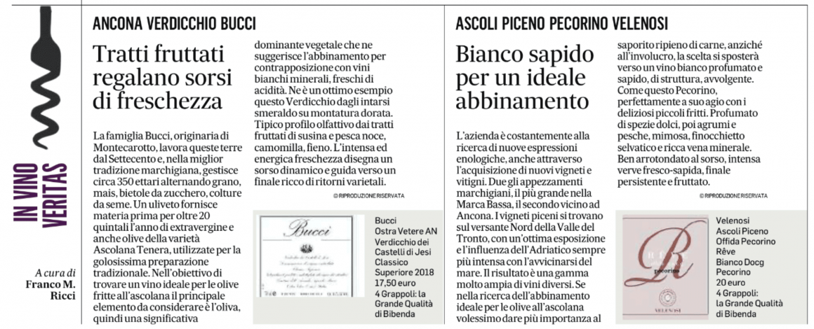 Il Messaggero del 27 ottobre / Bucci e Velenosi