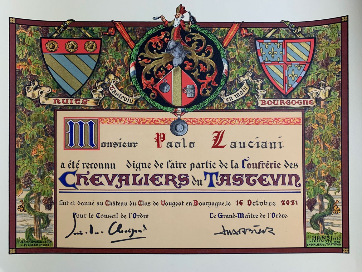 Paolo Lauciani Chevalier della Confrérie des Chevaliers du Tastevin