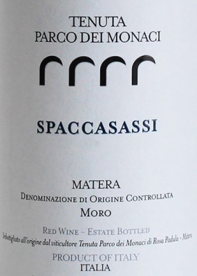 Tenuta Parco dei Monaci - Moro di Matera Spaccasassi 2018