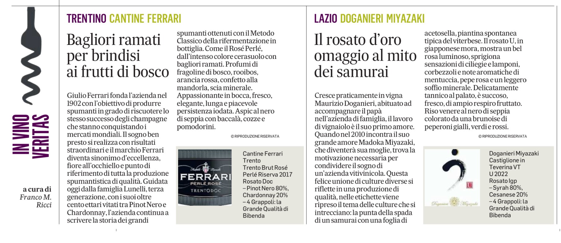 Bibenda per il Messaggero - 28 Maggio 2024 Bibenda per il Messaggero - 28 Maggio 2024