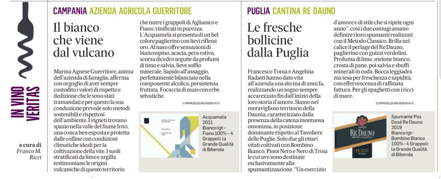 Bibenda per il Messaggero - 4 Giugno 2024 Bibenda per il Messaggero - 4 Giugno 2024