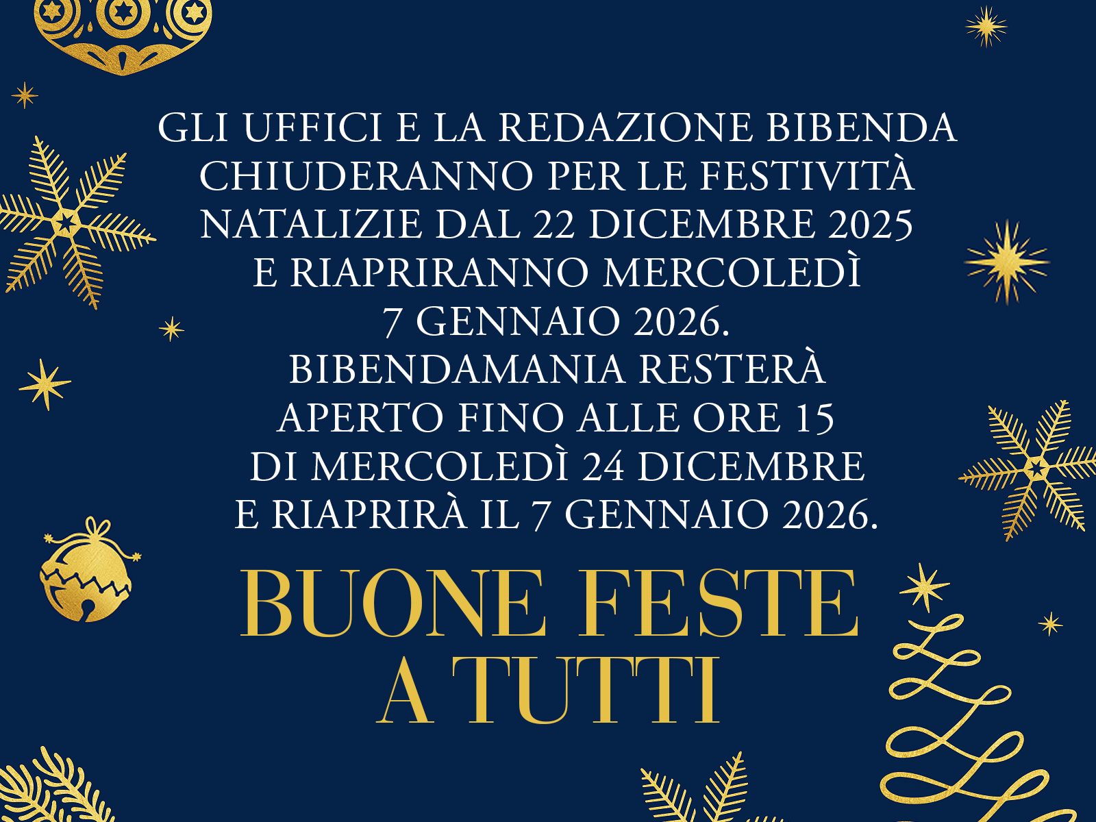 Chiusura Uffici per Festività Natalizie