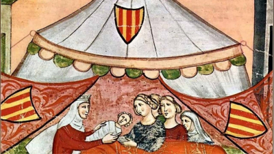 Dipinto che ritrae la nascita di Federico di Svevia